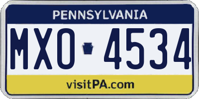 PA license plate MXO4534