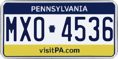 PA license plate MXO4536