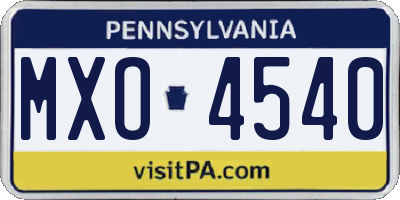 PA license plate MXO4540