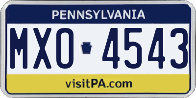 PA license plate MXO4543