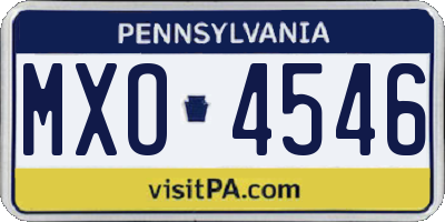 PA license plate MXO4546
