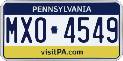 PA license plate MXO4549
