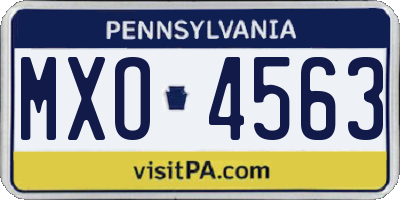 PA license plate MXO4563
