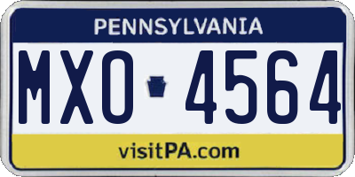 PA license plate MXO4564