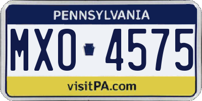 PA license plate MXO4575