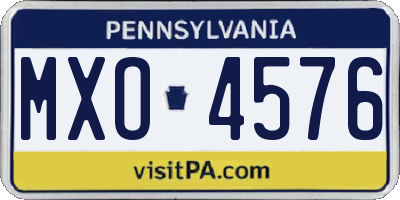 PA license plate MXO4576
