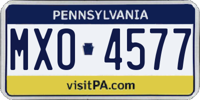 PA license plate MXO4577