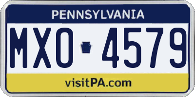 PA license plate MXO4579