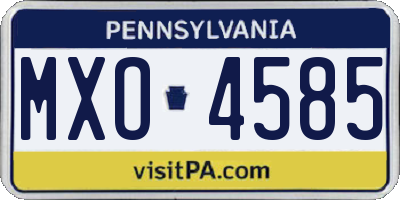 PA license plate MXO4585
