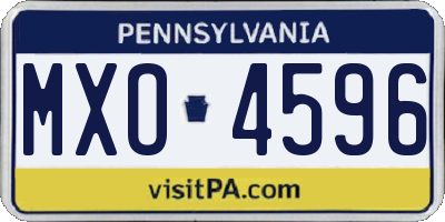 PA license plate MXO4596