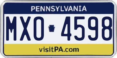 PA license plate MXO4598