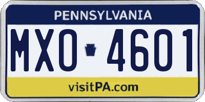 PA license plate MXO4601