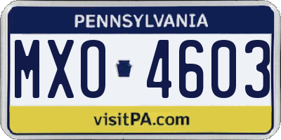 PA license plate MXO4603