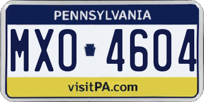 PA license plate MXO4604