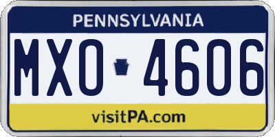 PA license plate MXO4606