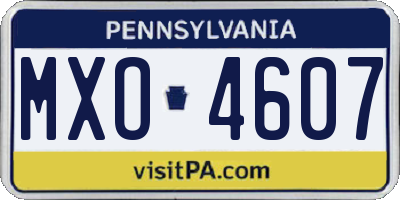 PA license plate MXO4607