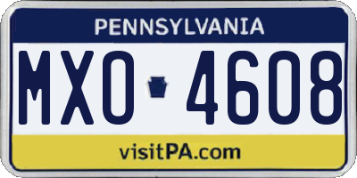 PA license plate MXO4608