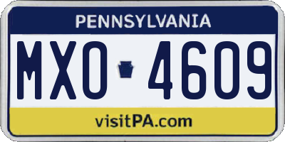 PA license plate MXO4609