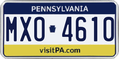 PA license plate MXO4610