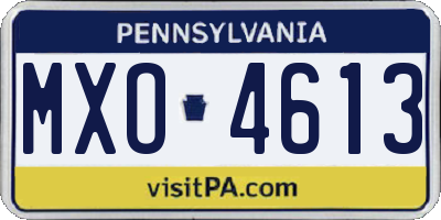 PA license plate MXO4613