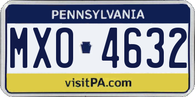 PA license plate MXO4632