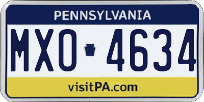 PA license plate MXO4634