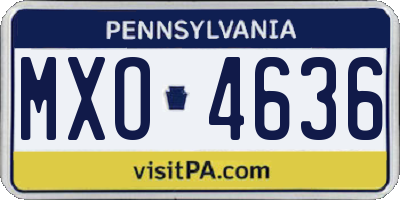PA license plate MXO4636