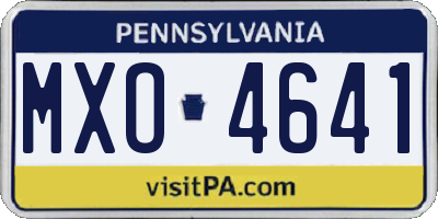 PA license plate MXO4641