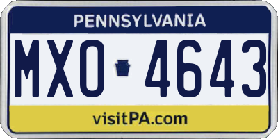 PA license plate MXO4643