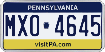 PA license plate MXO4645
