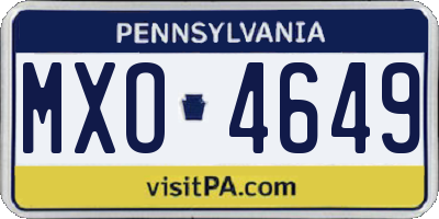 PA license plate MXO4649
