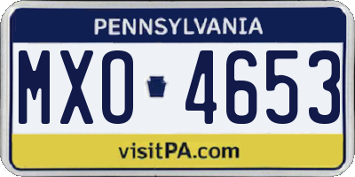 PA license plate MXO4653