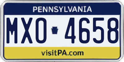 PA license plate MXO4658