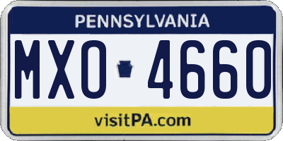 PA license plate MXO4660