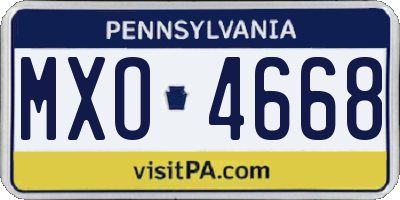 PA license plate MXO4668