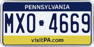 PA license plate MXO4669