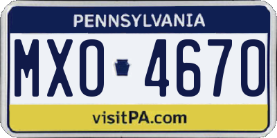 PA license plate MXO4670