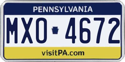 PA license plate MXO4672