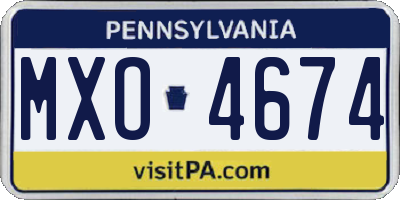 PA license plate MXO4674