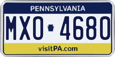 PA license plate MXO4680