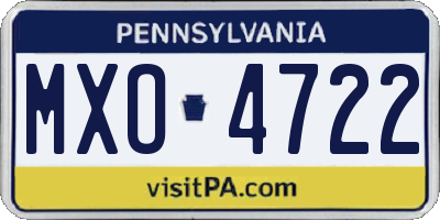 PA license plate MXO4722