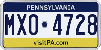 PA license plate MXO4728