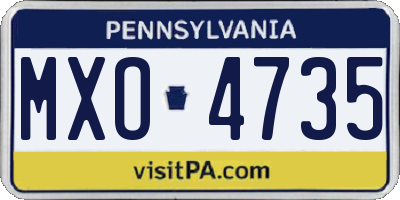 PA license plate MXO4735