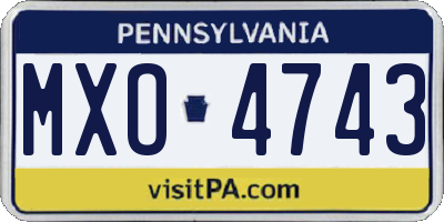 PA license plate MXO4743