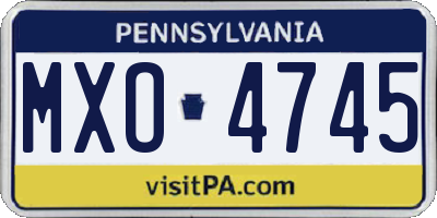 PA license plate MXO4745