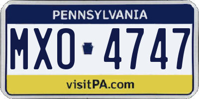 PA license plate MXO4747
