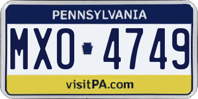 PA license plate MXO4749