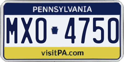 PA license plate MXO4750