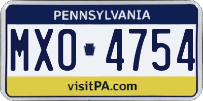 PA license plate MXO4754