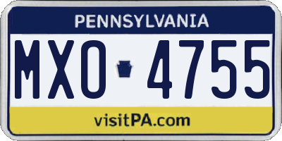 PA license plate MXO4755